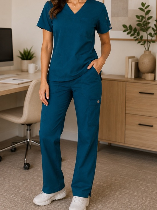 Dickies Pants - Dickies Teal Wide-Leg Medical Scrub Pants